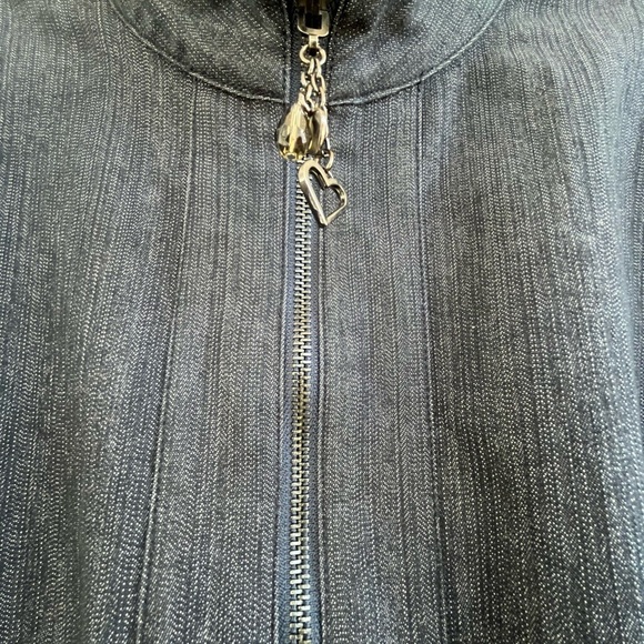 Chico’s Reversible Jean Jacket Animal Print Blue Zip Front Plus Size Denim - Picture 10 of 11